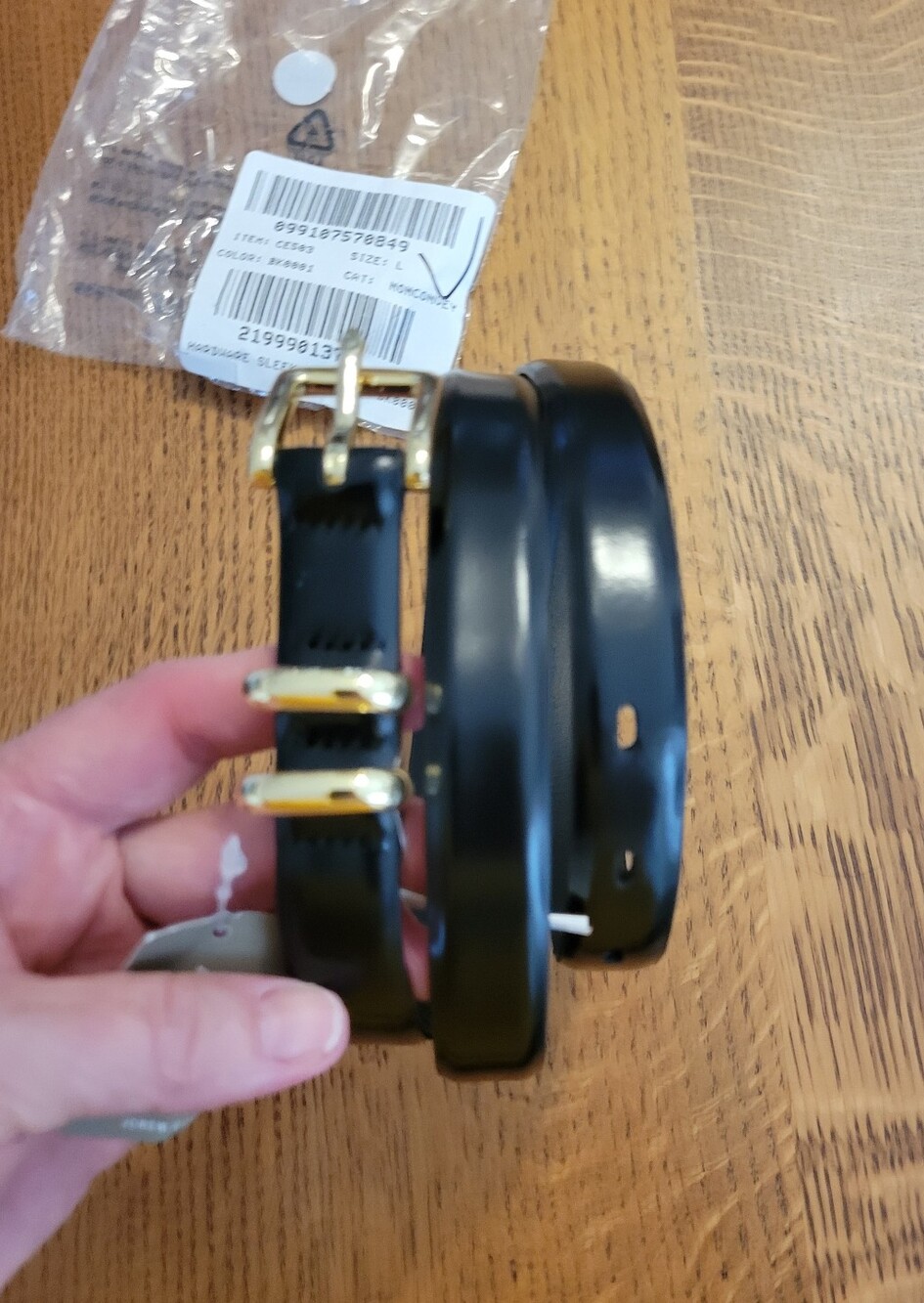 J. Crew Thin Spazzolato Italian Leather Belt - Black, Gold hardware - Picture 7 of 10